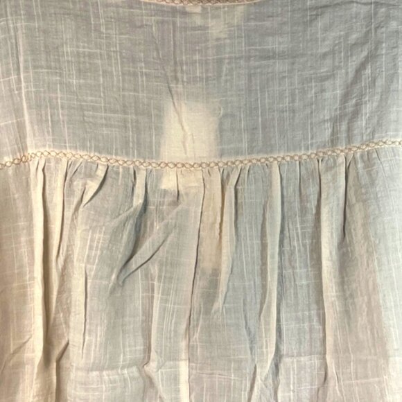 Max Studio Embroidered Short Sleeve Top 1X Antique White w Khaki Blooms NWT - Picture 5 of 8